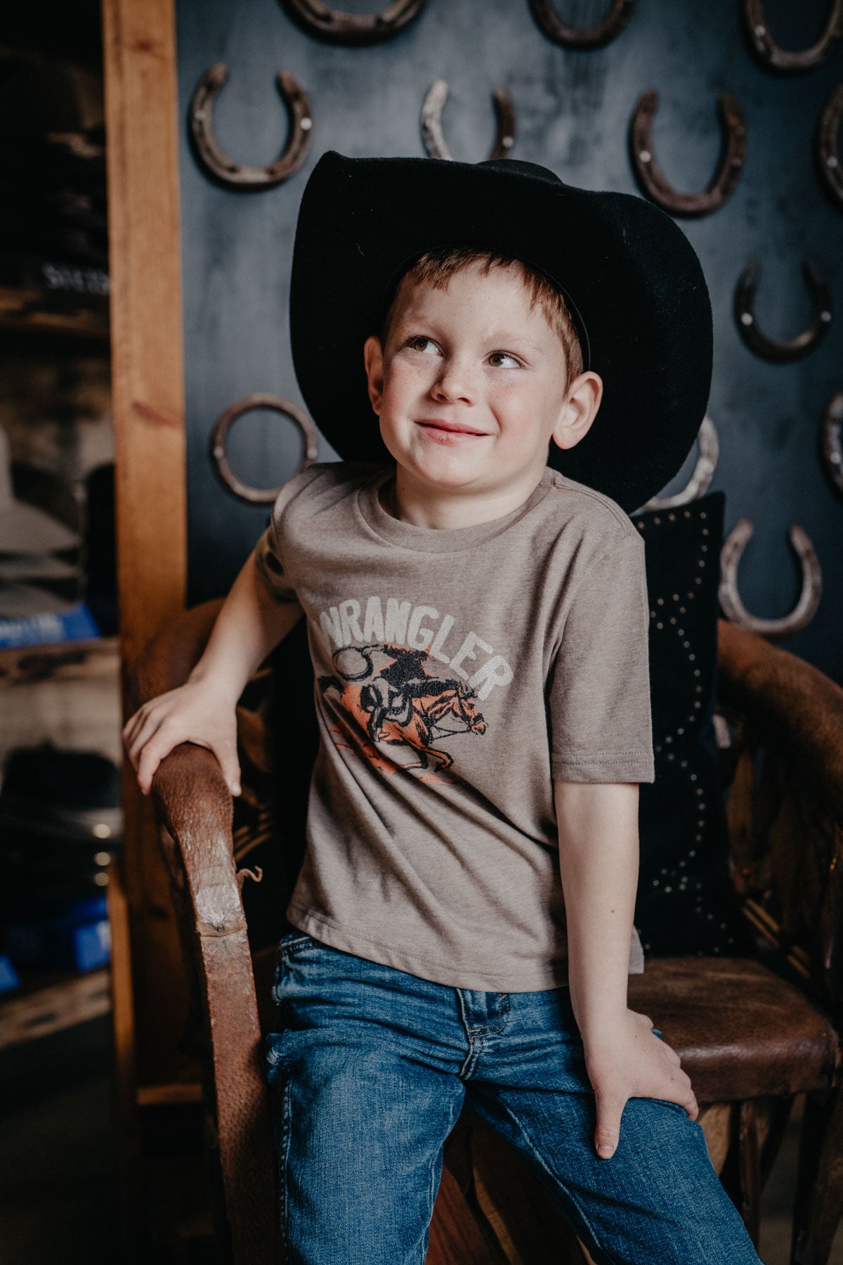 'Landon' Boy's Wrangler Tan T-shirt (XXS-XL)