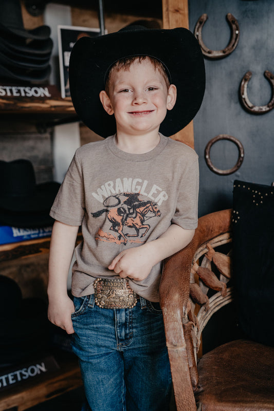 'Landon' Boy's Wrangler Tan T-shirt (XXS-XL)
