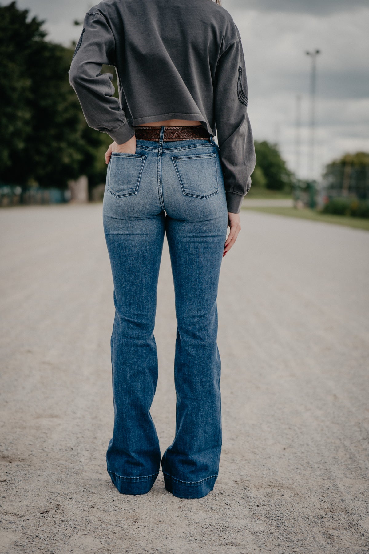 'Bella' Haala Denim Trouser Jean {Indigo Stone with Black Stitching)