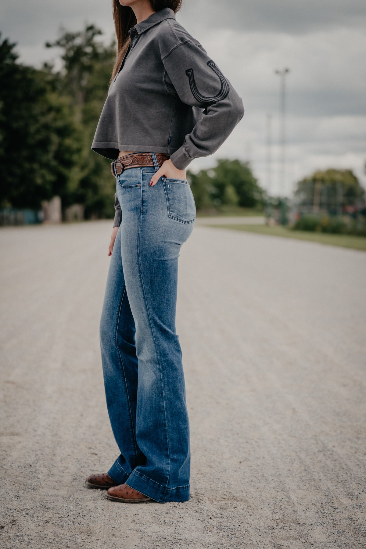'Bella' Haala Denim Trouser Jean {Indigo Stone with Black Stitching)