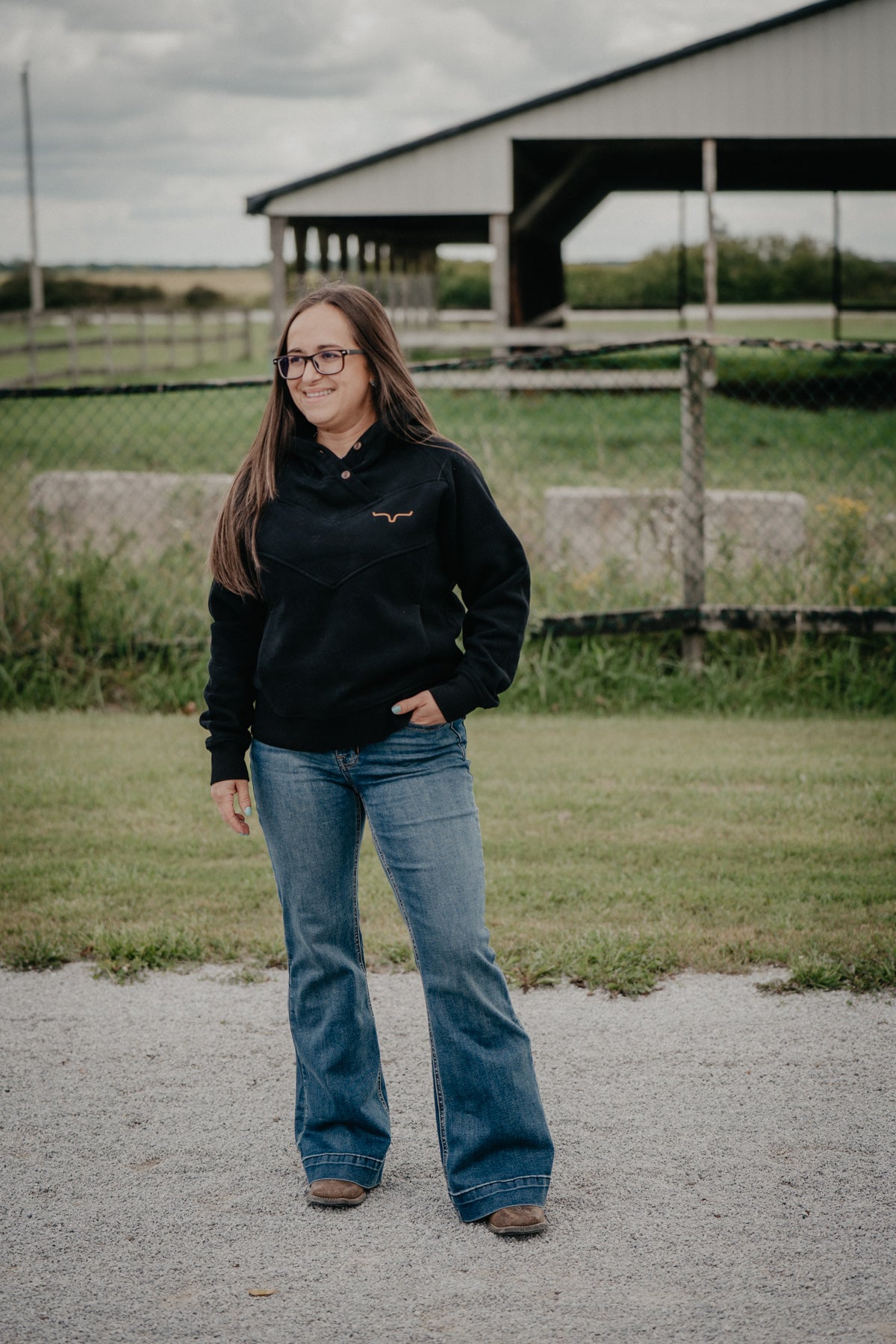 'Ella' Black Hooded Pullover by Kimes Ranch