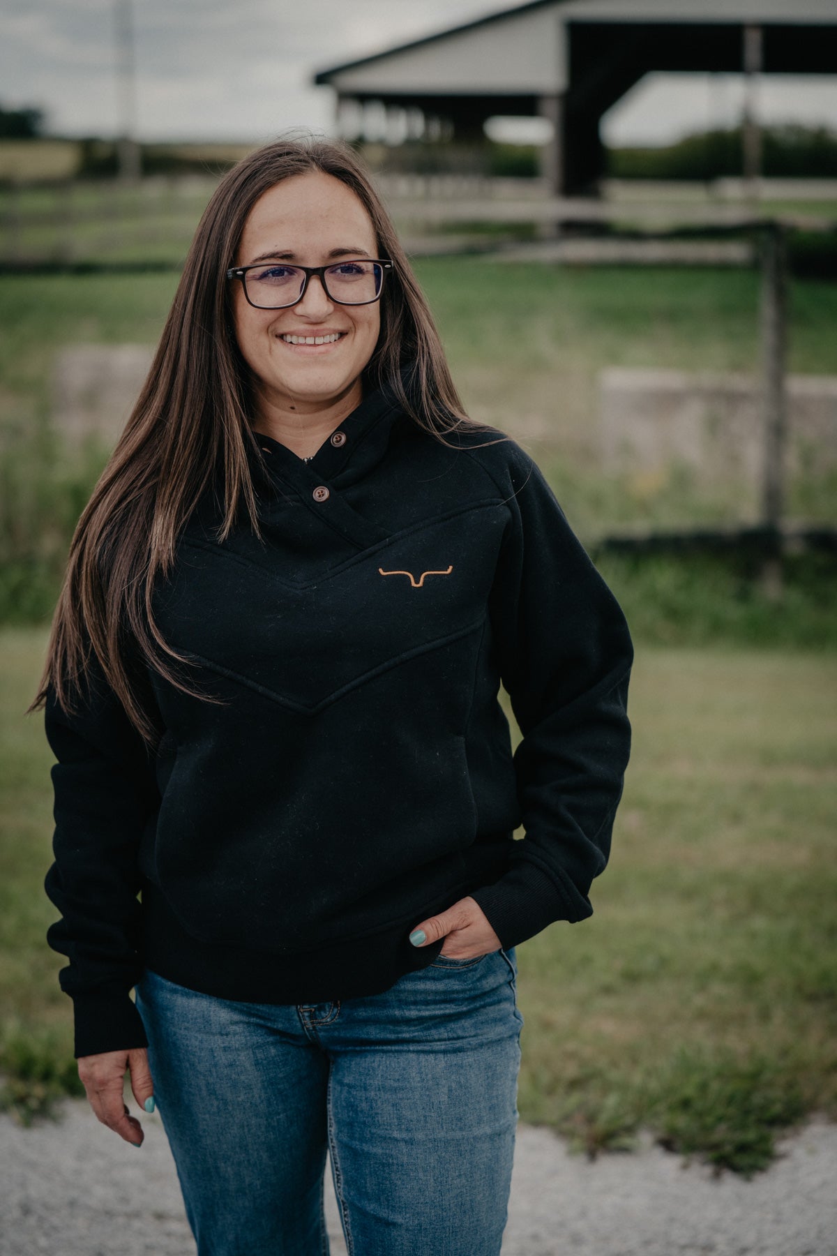 'Ella' Black Hooded Pullover by Kimes Ranch