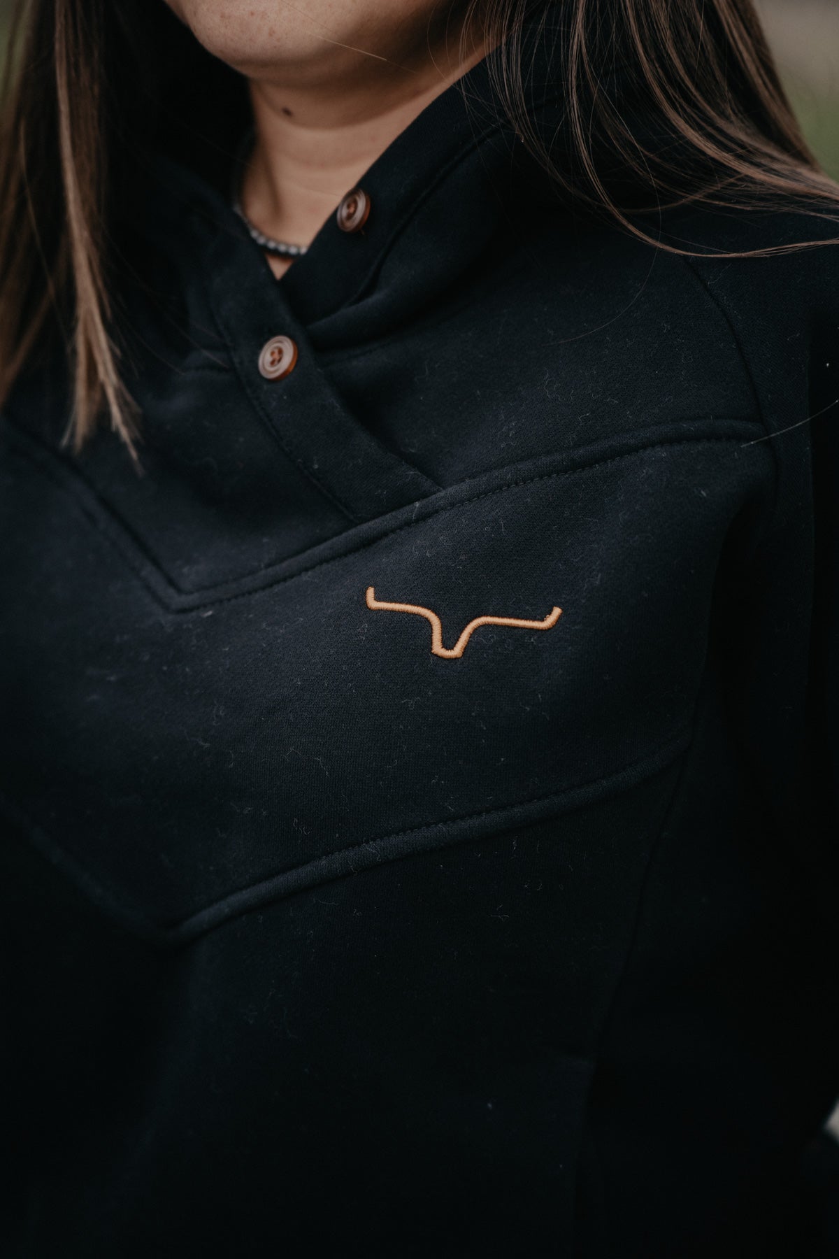 'Ella' Black Hooded Pullover by Kimes Ranch