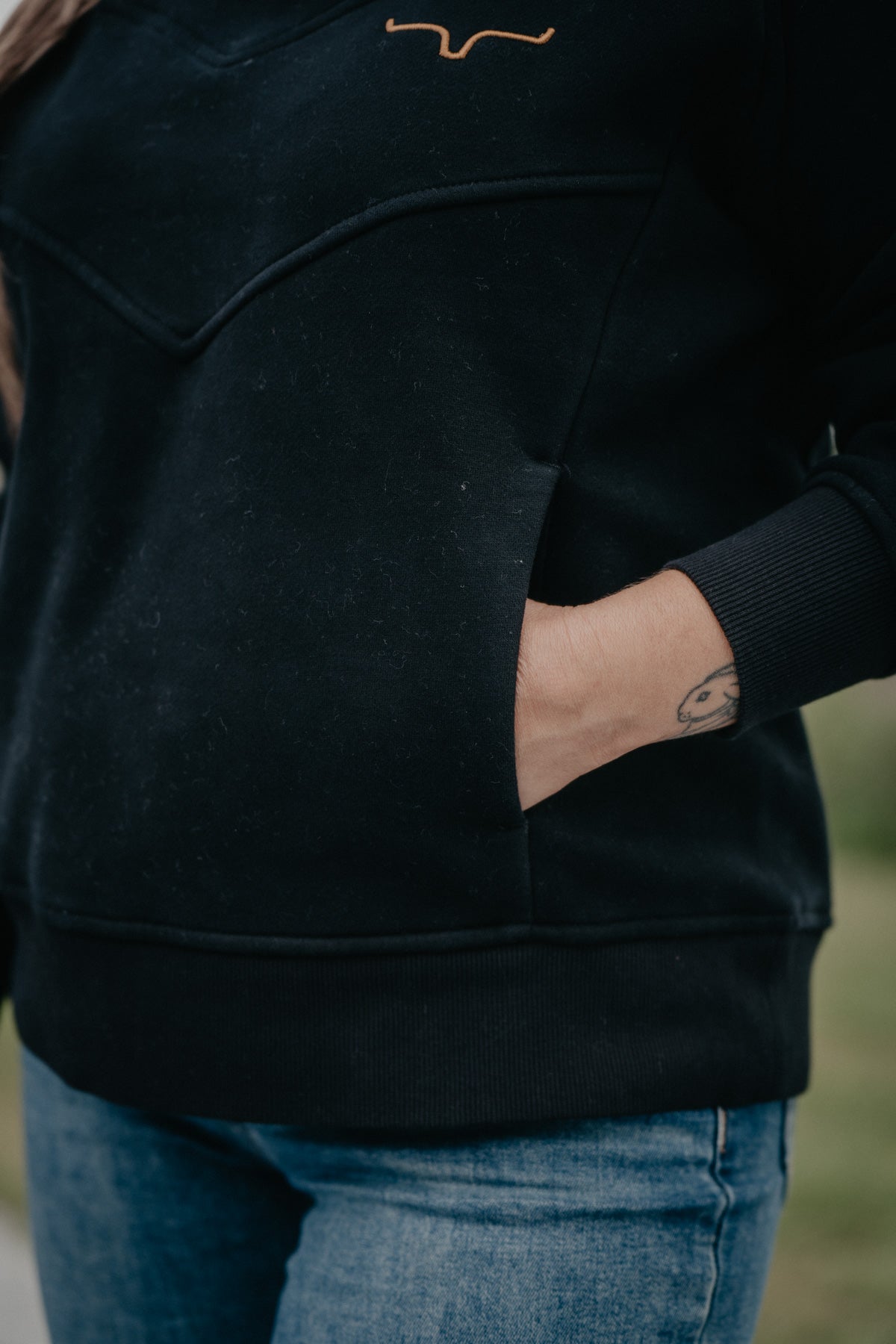 'Ella' Black Hooded Pullover by Kimes Ranch