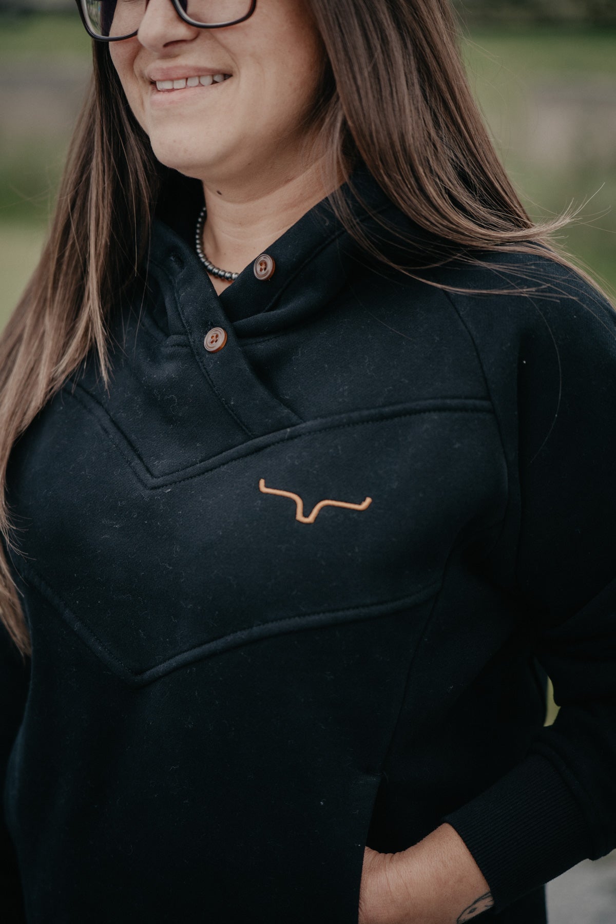 'Ella' Black Hooded Pullover by Kimes Ranch