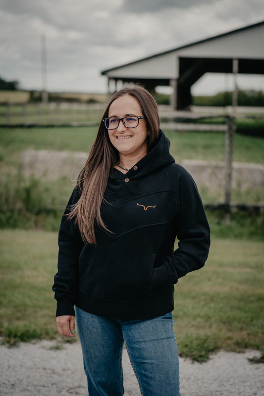 'Ella' Black Hooded Pullover by Kimes Ranch