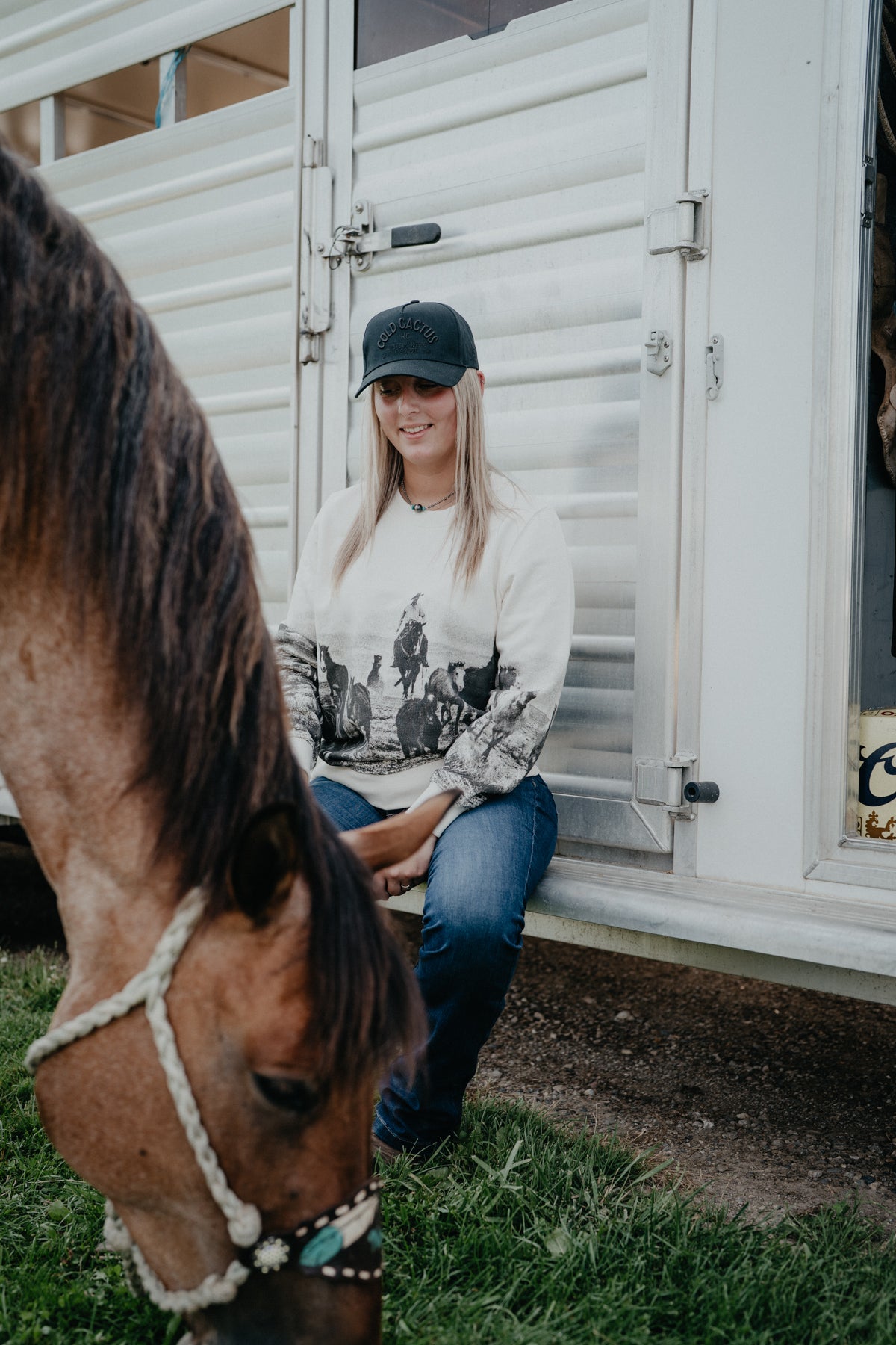 'Old West' Woman's Wrangler Ivory Graphic Pullover (XS-XXL)