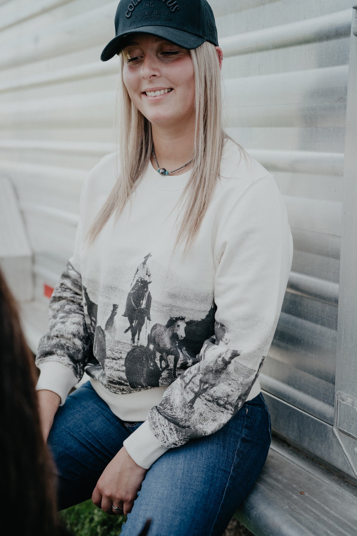 'Old West' Woman's Wrangler Ivory Graphic Pullover (XS-XXL)