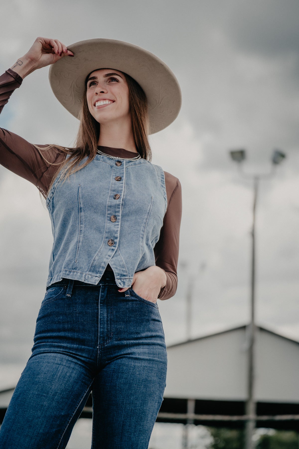 'Denim Darling' Denim Button Up Vest