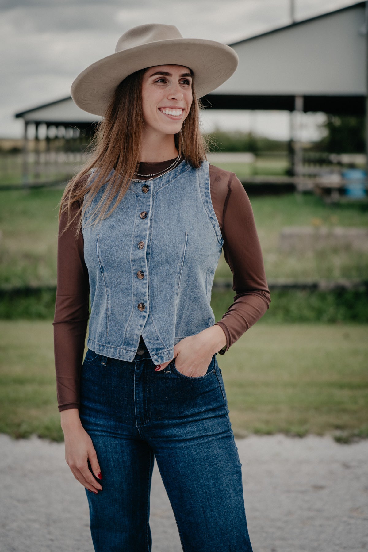 'Denim Darling' Denim Button Up Vest