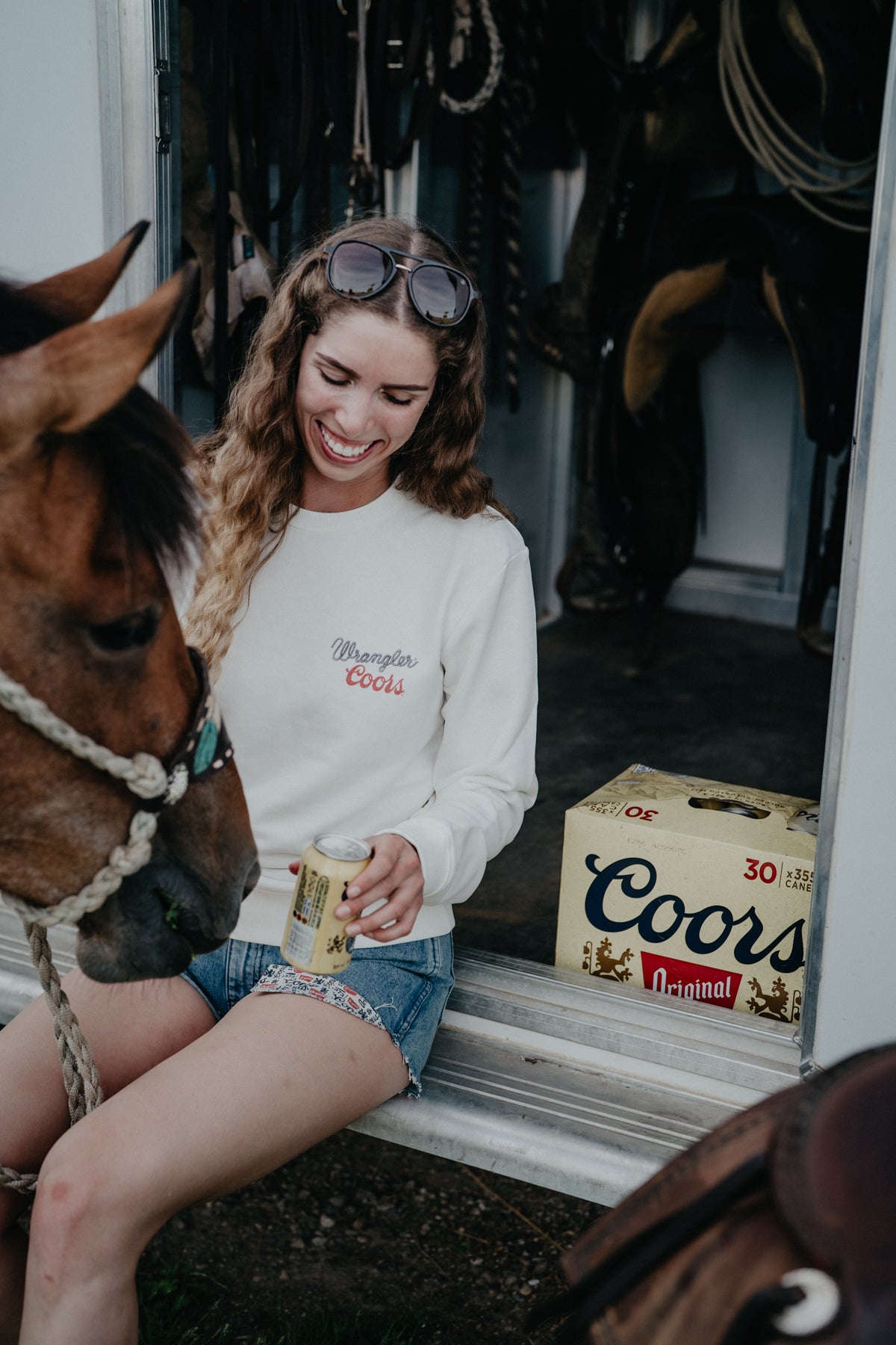'Banquet' Wrangler X Coors White Crewneck (XS-XXL)