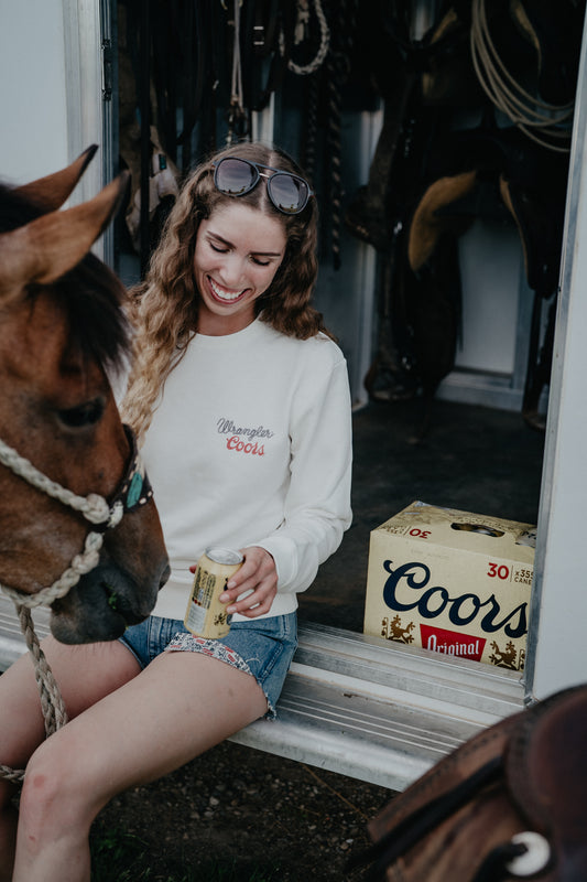 'Banquet' Wrangler X Coors White Crewneck (XS-XXL)