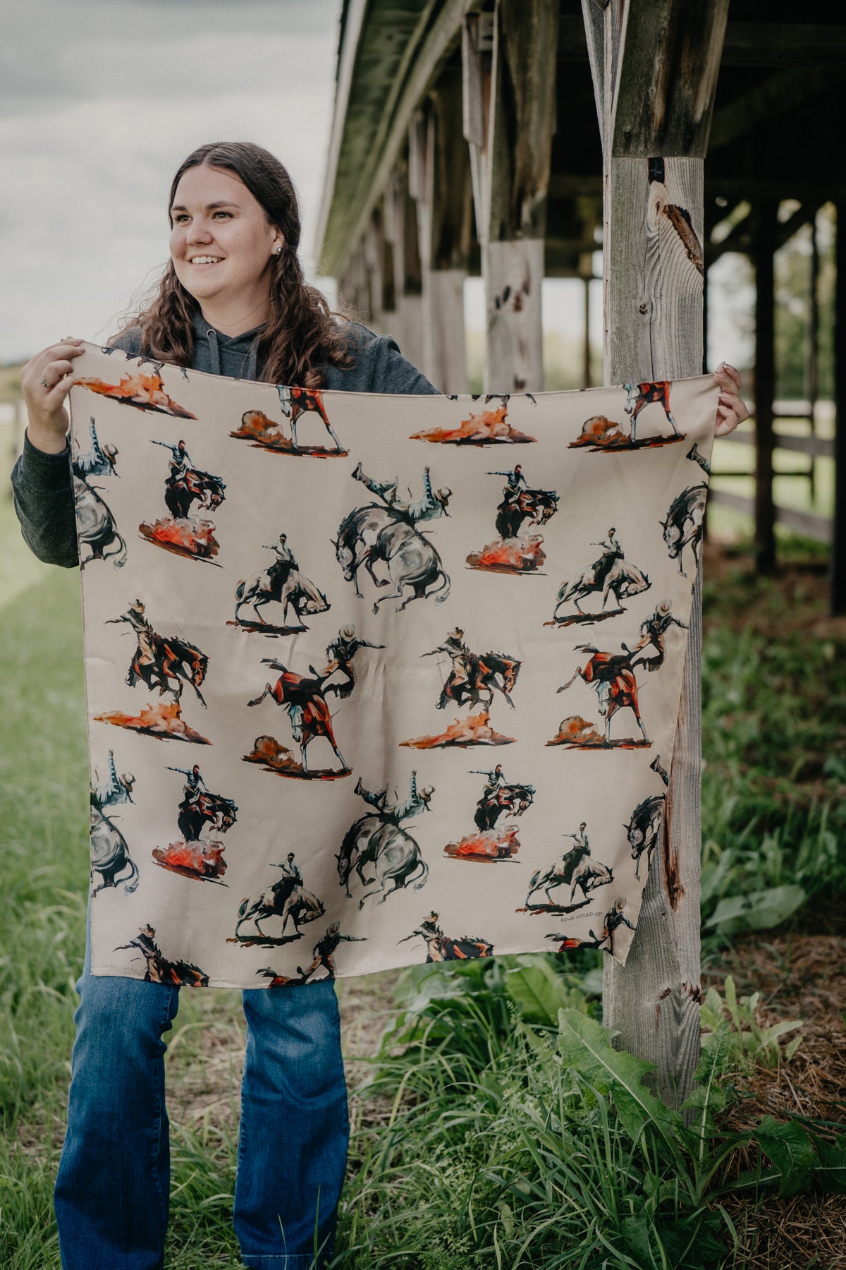 'Repeating Broncs' Silk Wild Rag