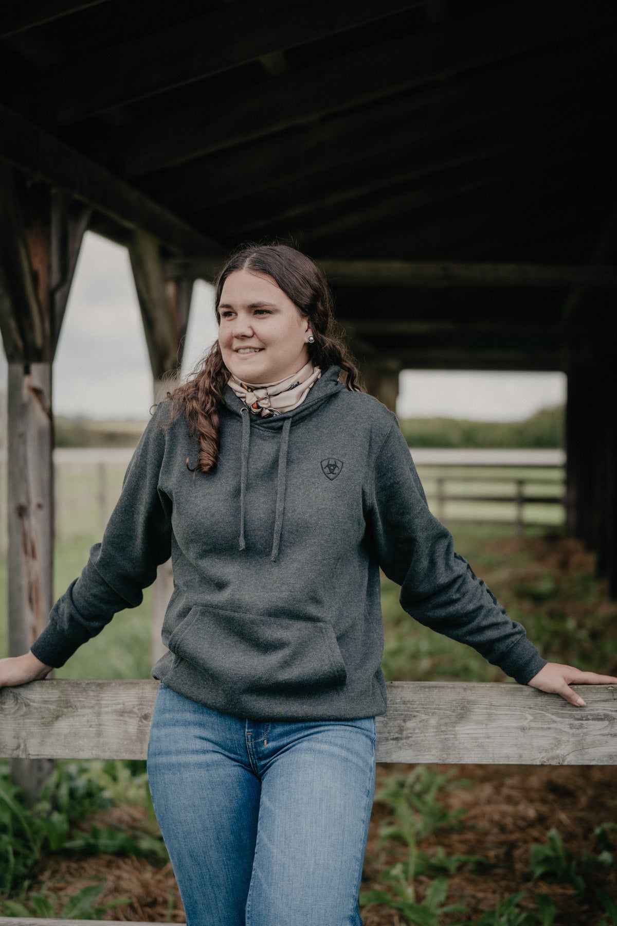 'Heather' Women's Charcoal Grey Logo Hoodie by Ariat