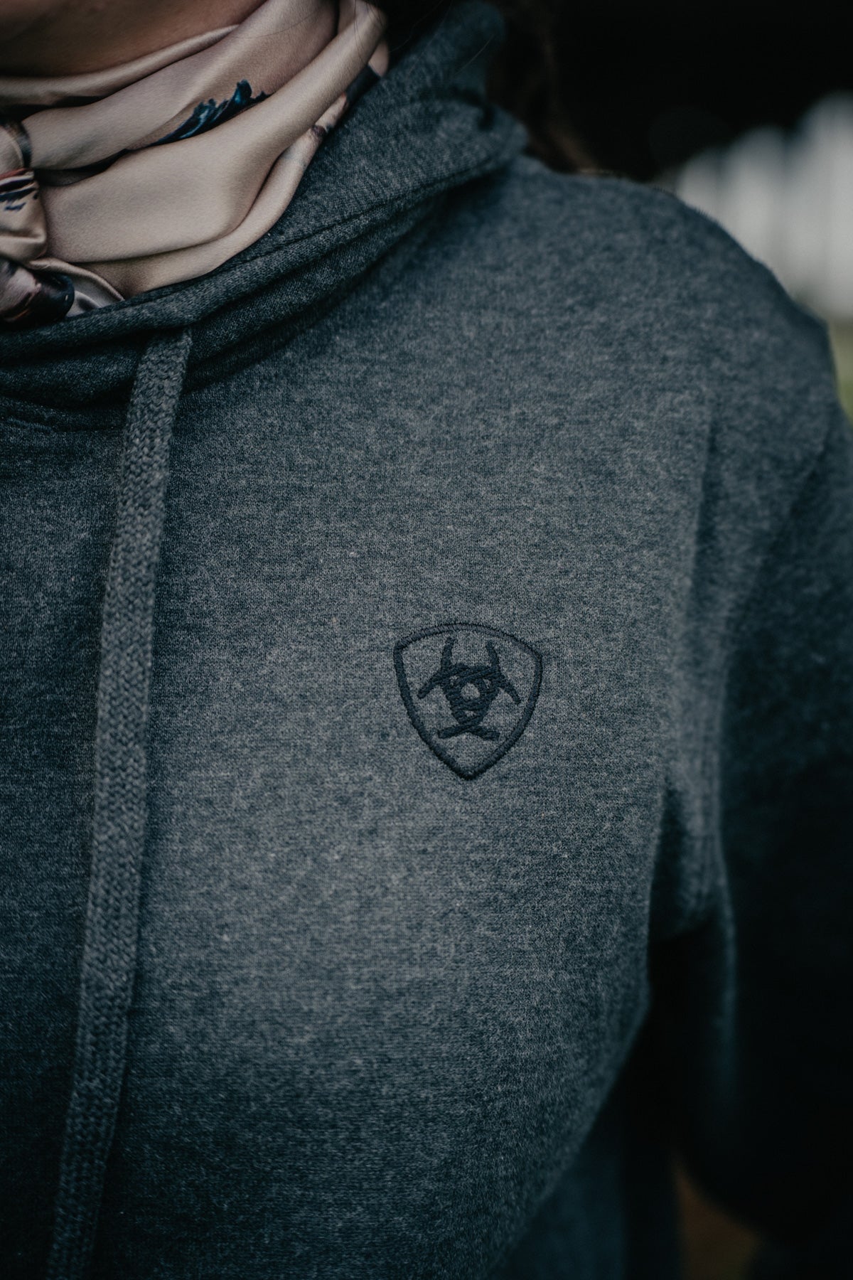 'Heather' Women's Charcoal Grey Logo Hoodie by Ariat