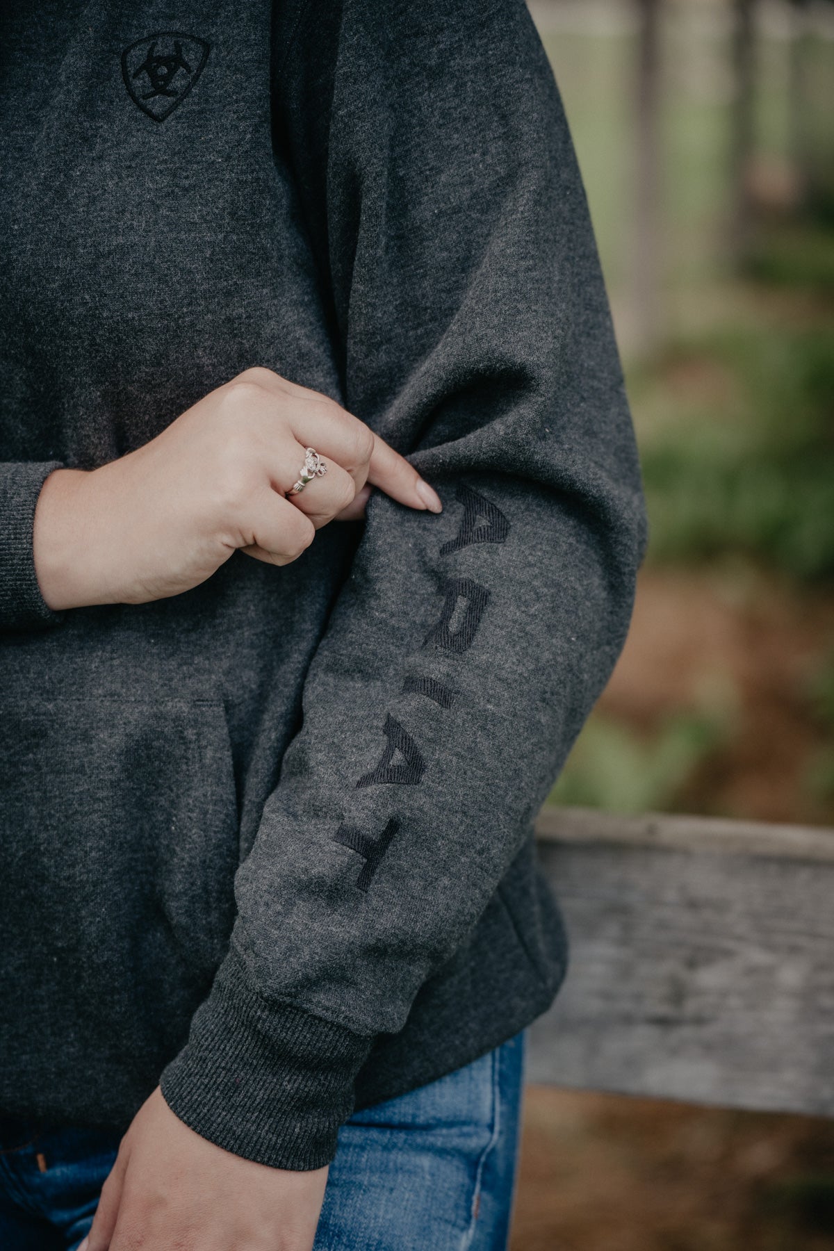 'Heather' Women's Charcoal Grey Logo Hoodie by Ariat