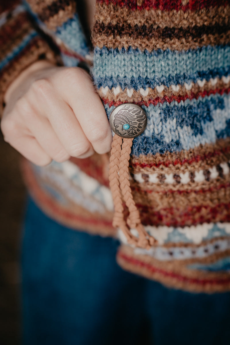 'Scottie' Aztec Knit Cardigan with Tassel and Concho Detail (S-XXL)