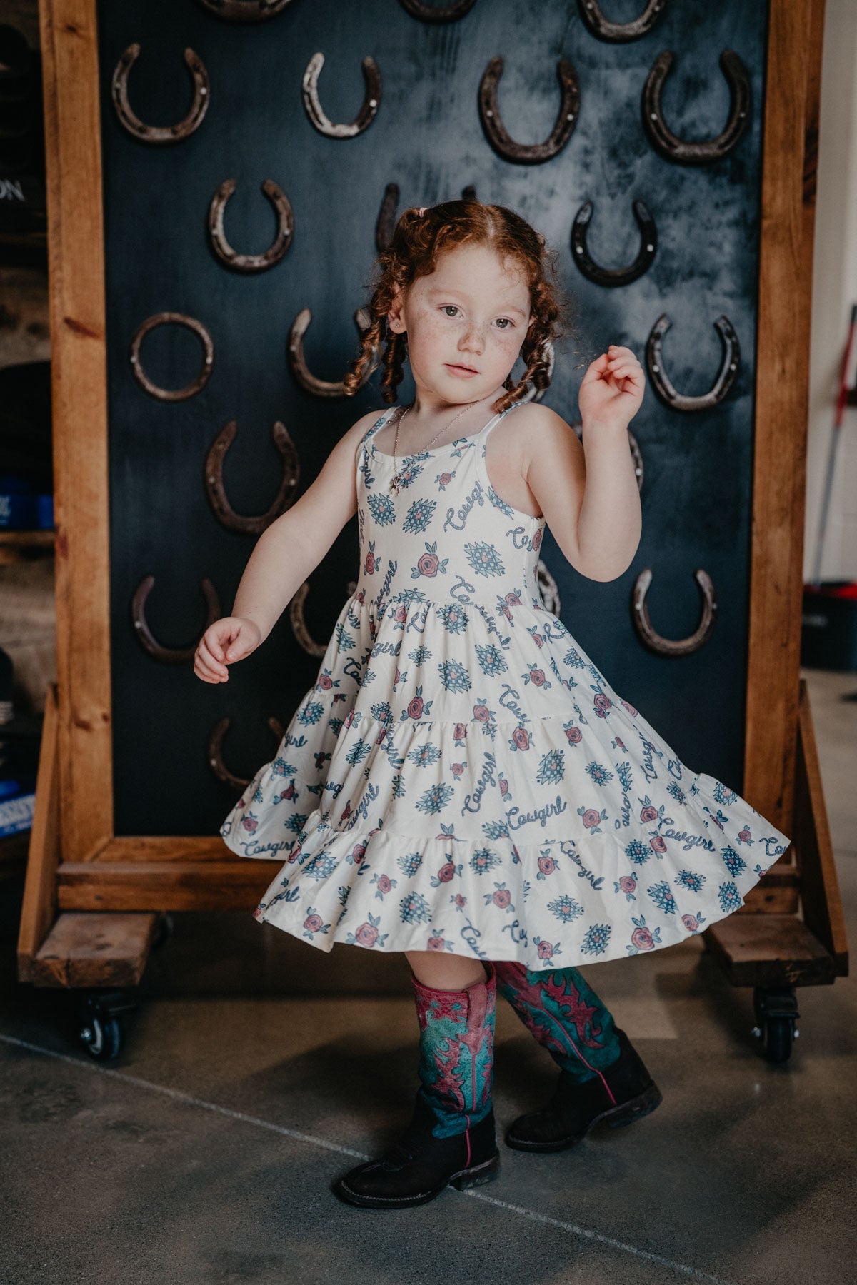 'Veronica' 2 Piece Retro Lil' Cowgirl Vest & Dress Set (6-12M to 7T)