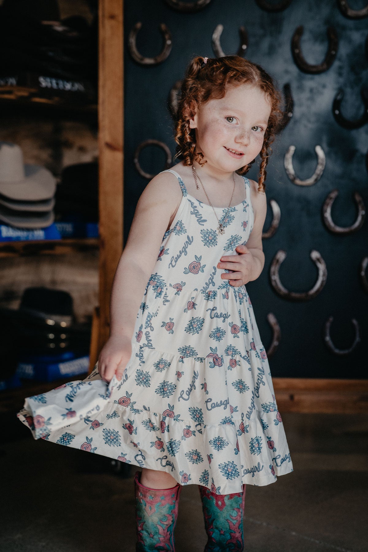 'Veronica' 2 Piece Retro Lil' Cowgirl Vest & Dress Set (6-12M to 7T)