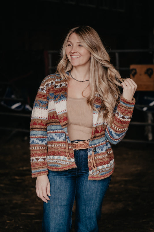 'Scottie' Aztec Knit Cardigan with Tassel and Concho Detail (S-XXL)