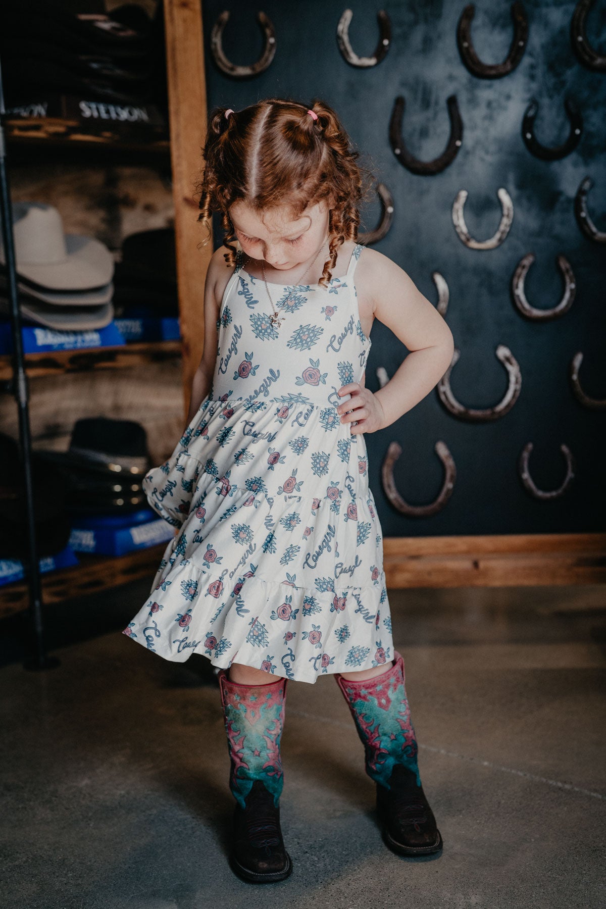 'Veronica' 2 Piece Retro Lil' Cowgirl Vest & Dress Set (6-12M to 7T)
