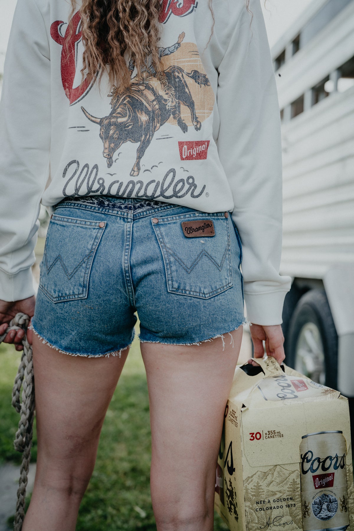 'Reworked' Wrangler X Coors Denim Shorts 3.5" Inseam (24-31)