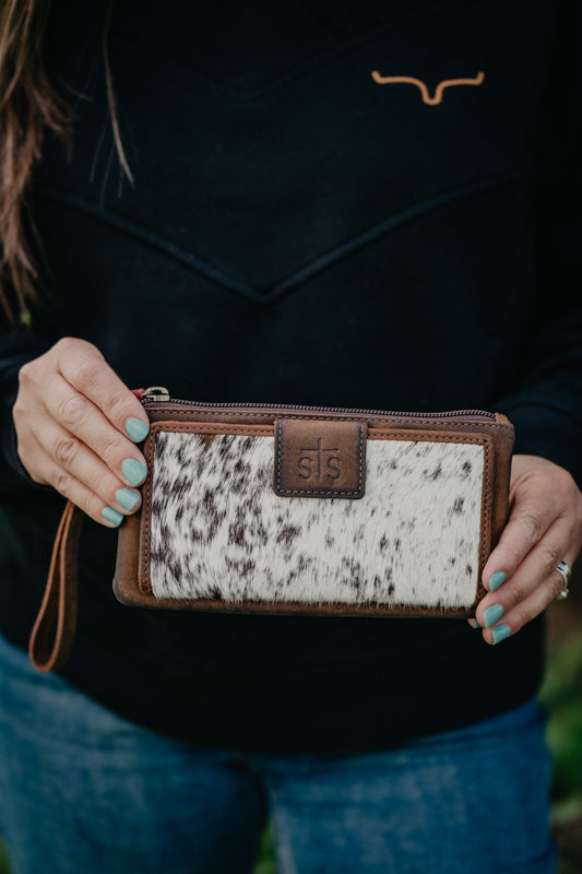 'Hayley' Cowhide Wallet with Wristlet Strap