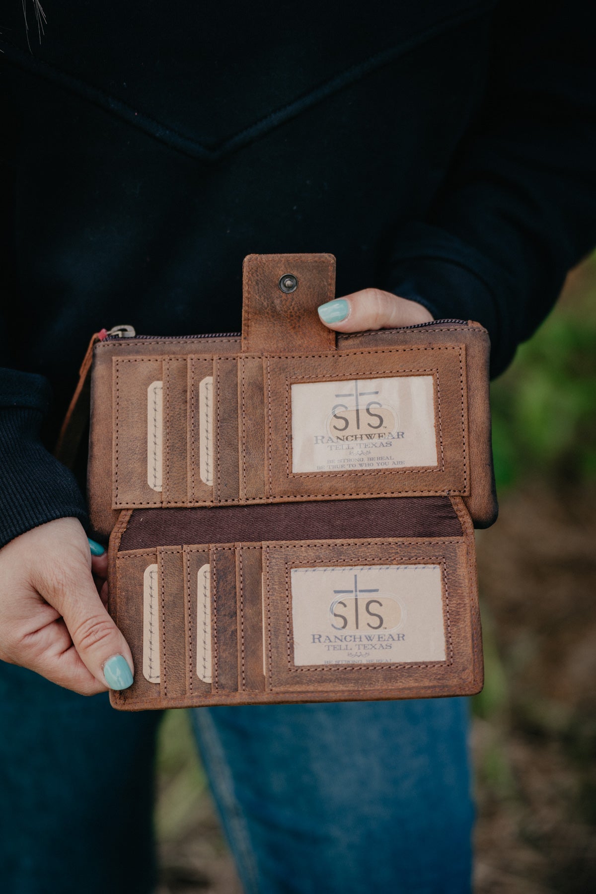 'Hayley' Cowhide Wallet with Wristlet Strap