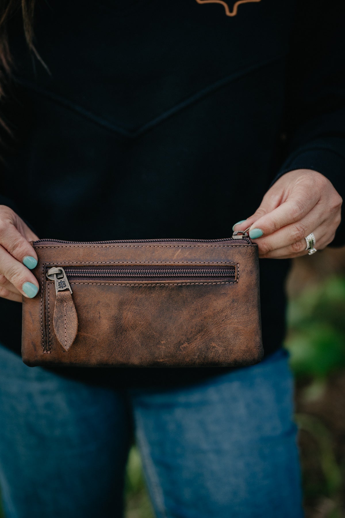 'Hayley' Cowhide Wallet with Wristlet Strap
