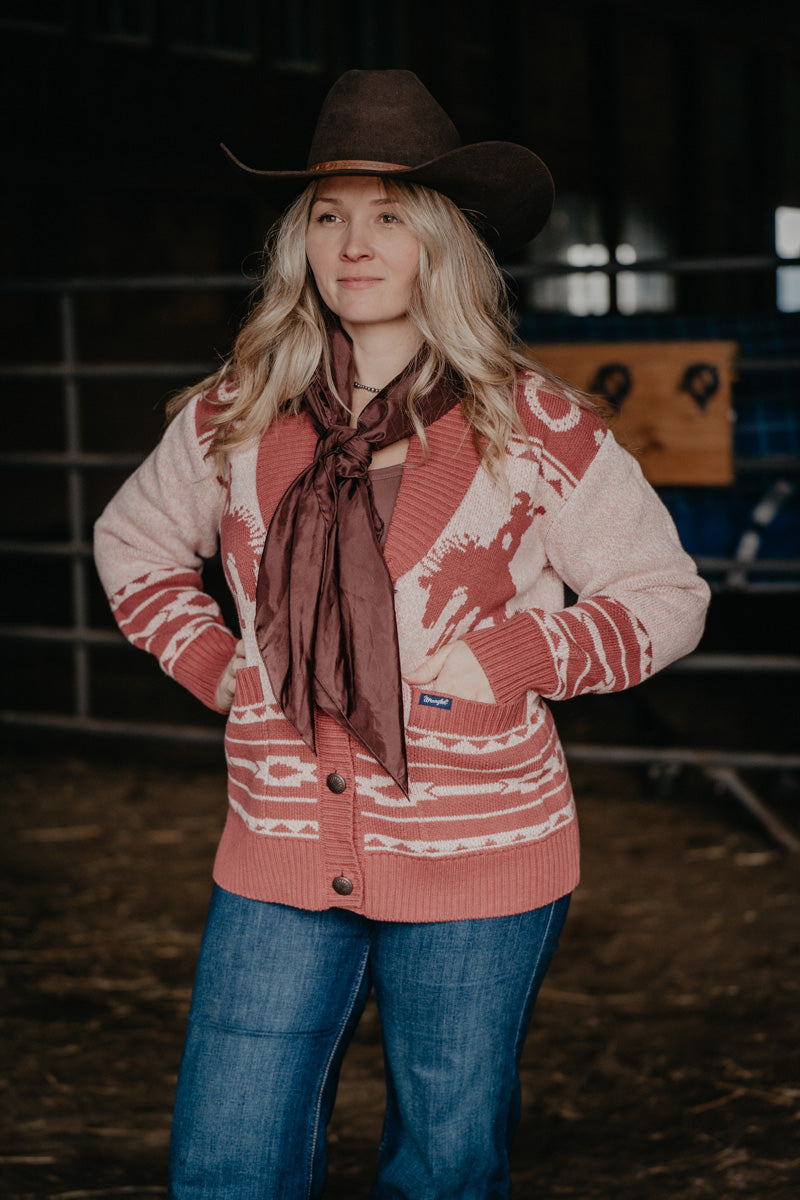 'Penelope' Wrangler Women's Pink Retro Horse Cardigan (S-XXL)