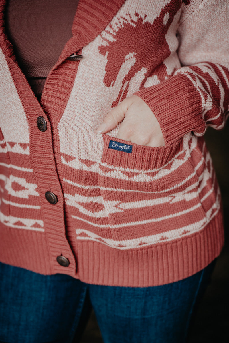 'Penelope' Wrangler Women's Pink Retro Horse Cardigan (S-XXL)