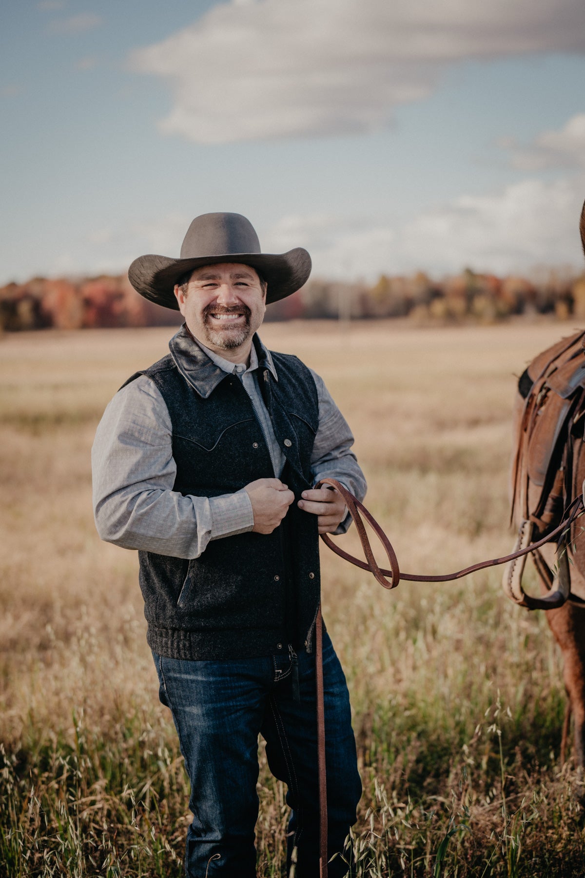 'Holbrook' Men's Wool Charcoal Vest by Powder River (L & XL ONLY)