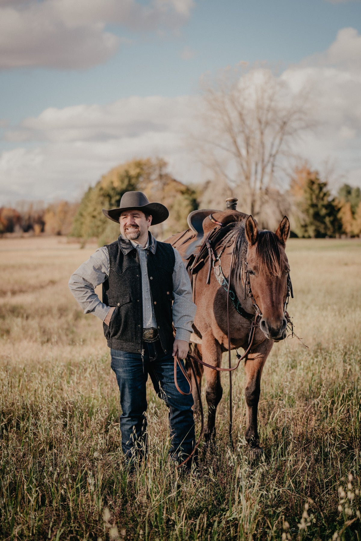 'Holbrook' Men's Wool Charcoal Vest by Powder River (L & XL ONLY)