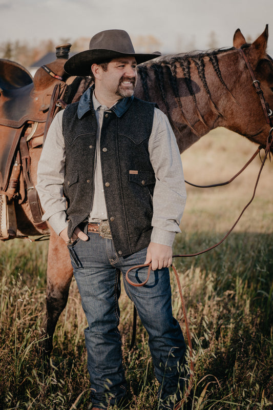 'Holbrook' Men's Wool Charcoal Vest by Powder River (L & XL ONLY)