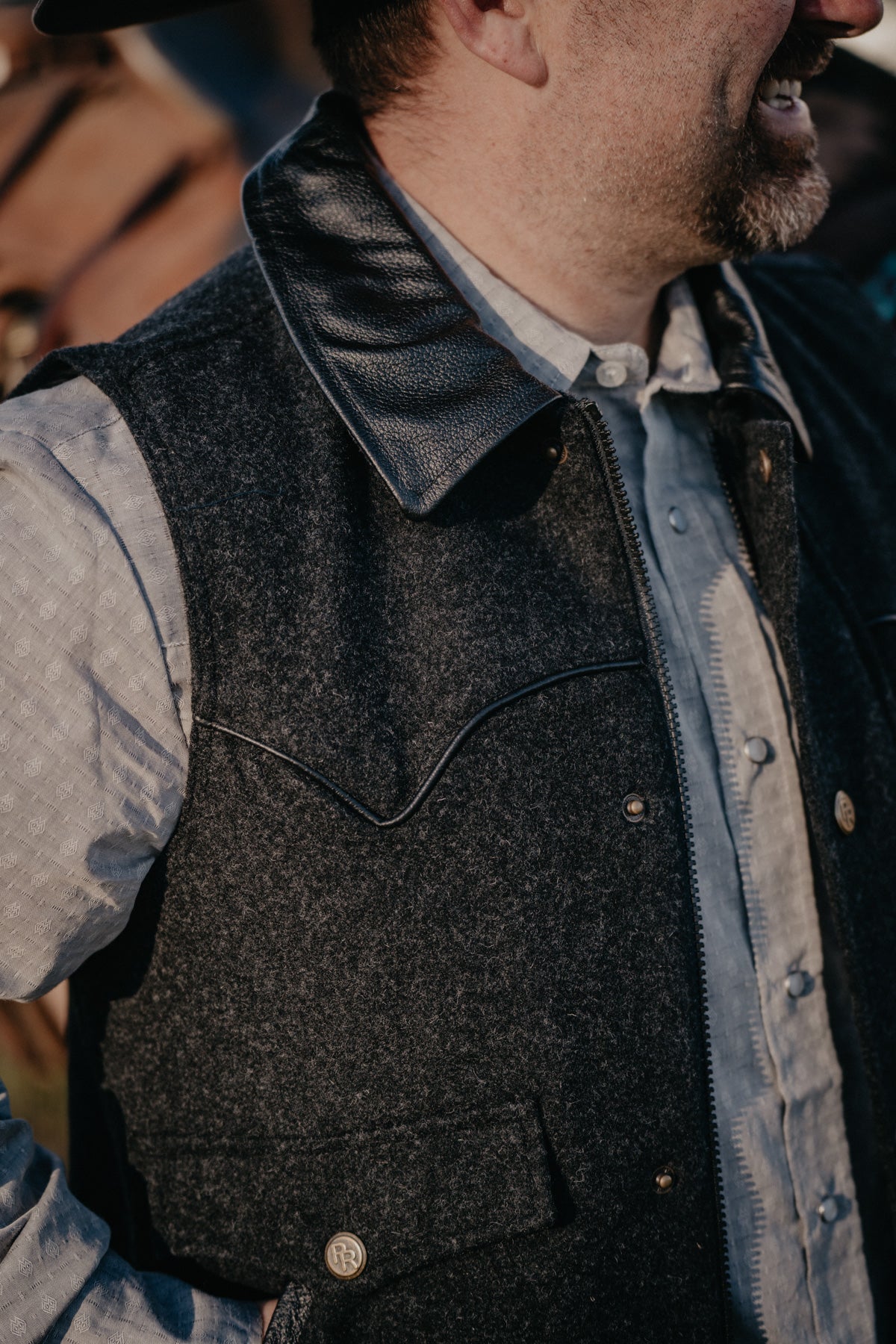 'Holbrook' Men's Wool Charcoal Vest by Powder River (L & XL ONLY)