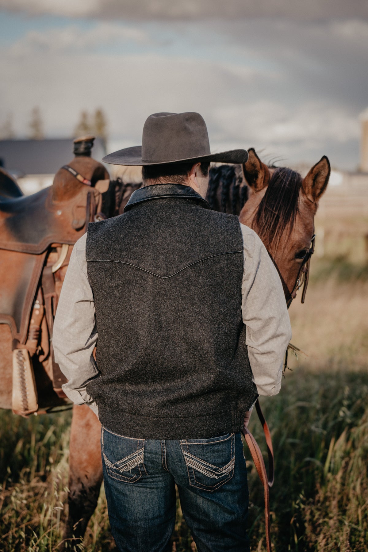 'Holbrook' Men's Wool Charcoal Vest by Powder River (L & XL ONLY)