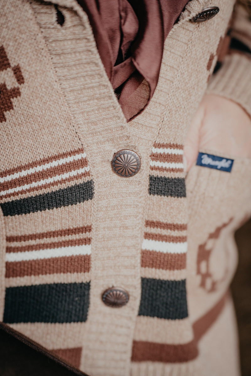 'Winnie' Women's Wrangler Tan Horse Cardigan (S-XXL)