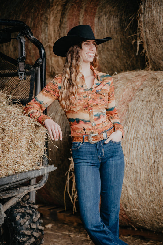 'Mandi' Women's Wrangler Retro Desert Scene Snap Shirt (XS-XXL)