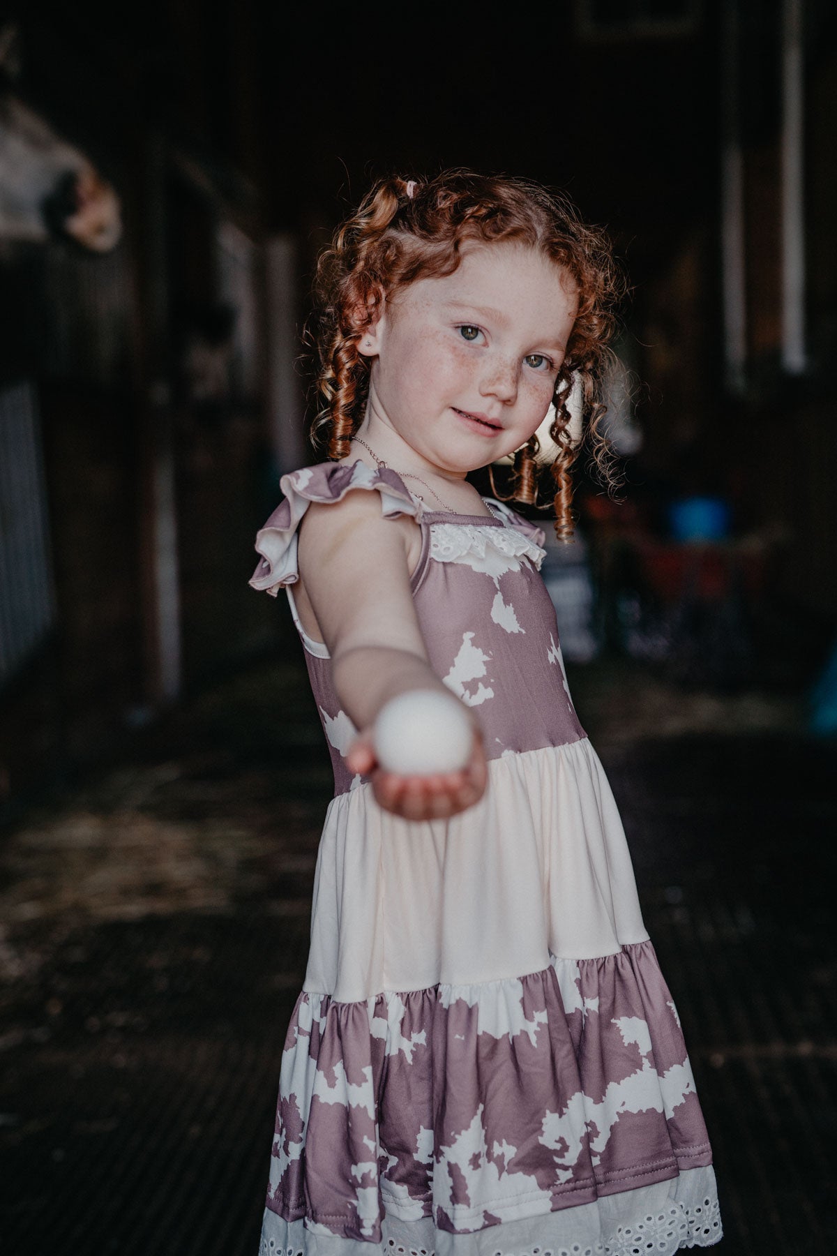 'Chelsie' Brown Cowprint Ruffle Dress (3-6M to 5T)