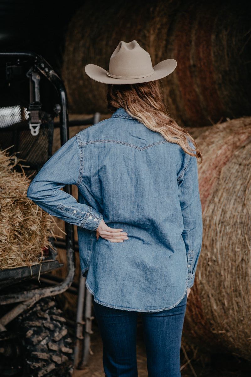 'Mackenzie' Long Sleeve Wrangler Denim Snap Shirt (XS-XL)