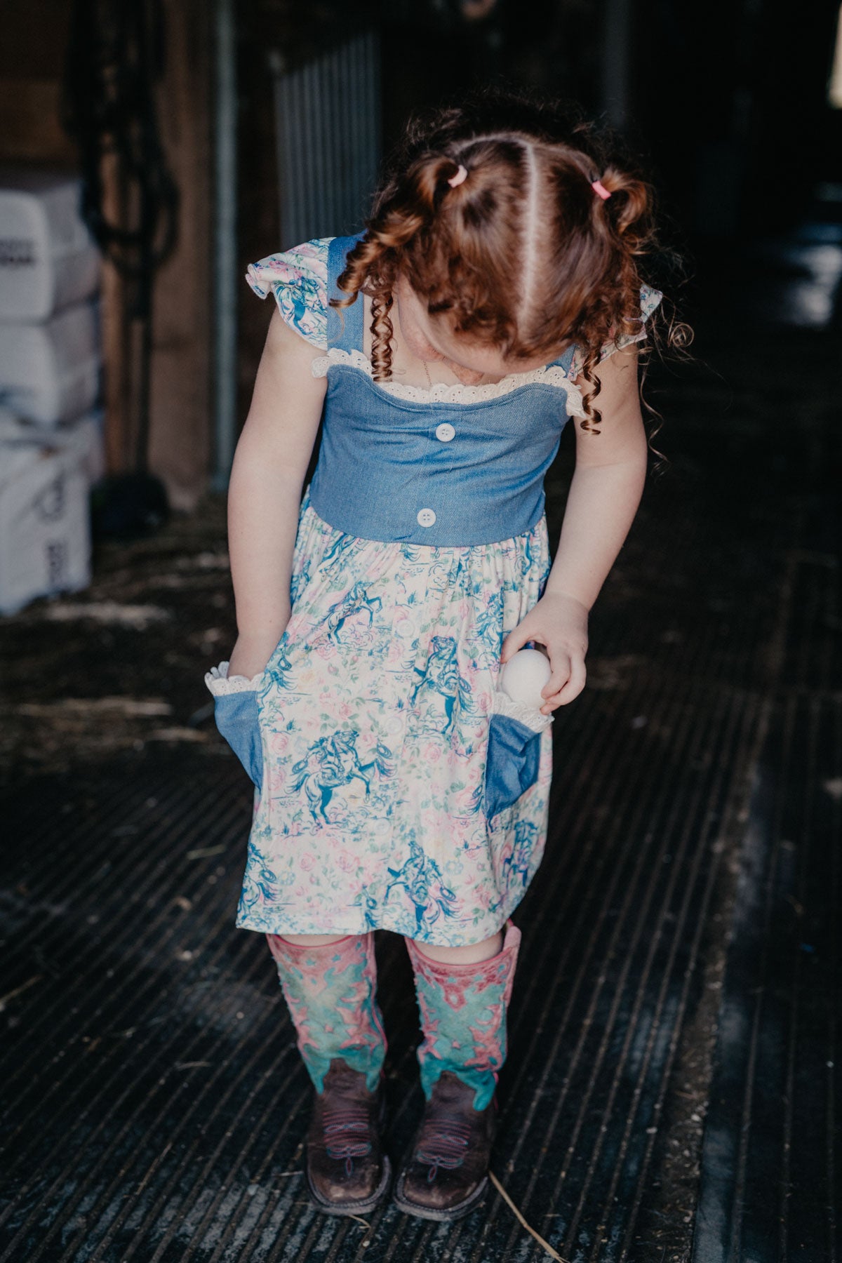 'Hadee' Floral Frontier Denim Dress (3-6M to 5T)