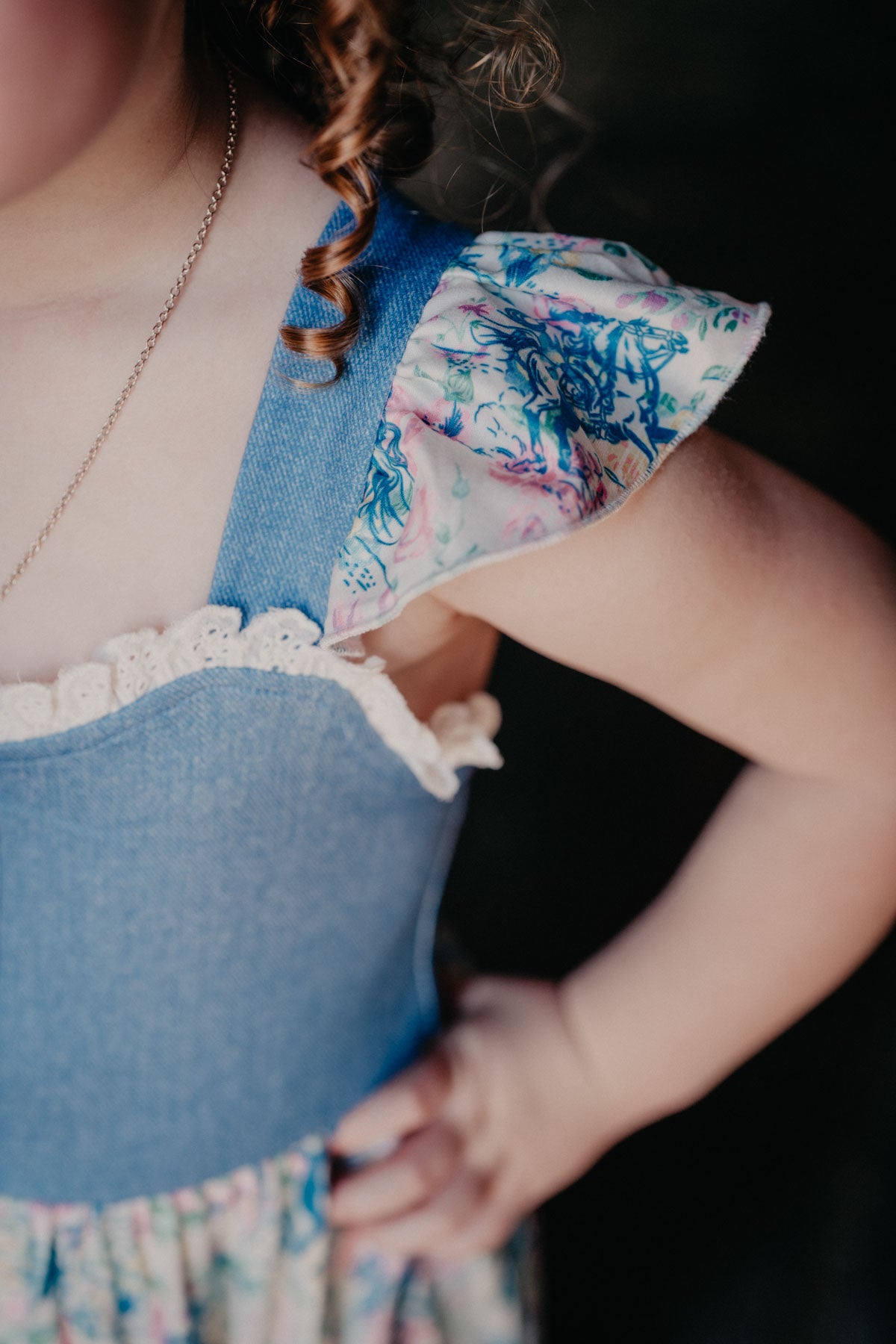 'Hadee' Floral Frontier Denim Dress (3-6M to 5T)