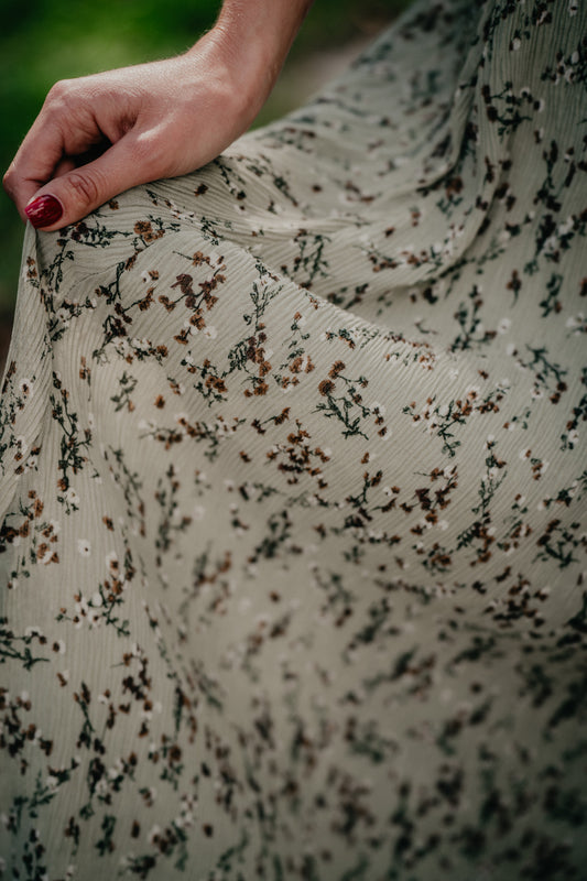 'Whimsical Nights' Sage Green Textured Midi Skirt