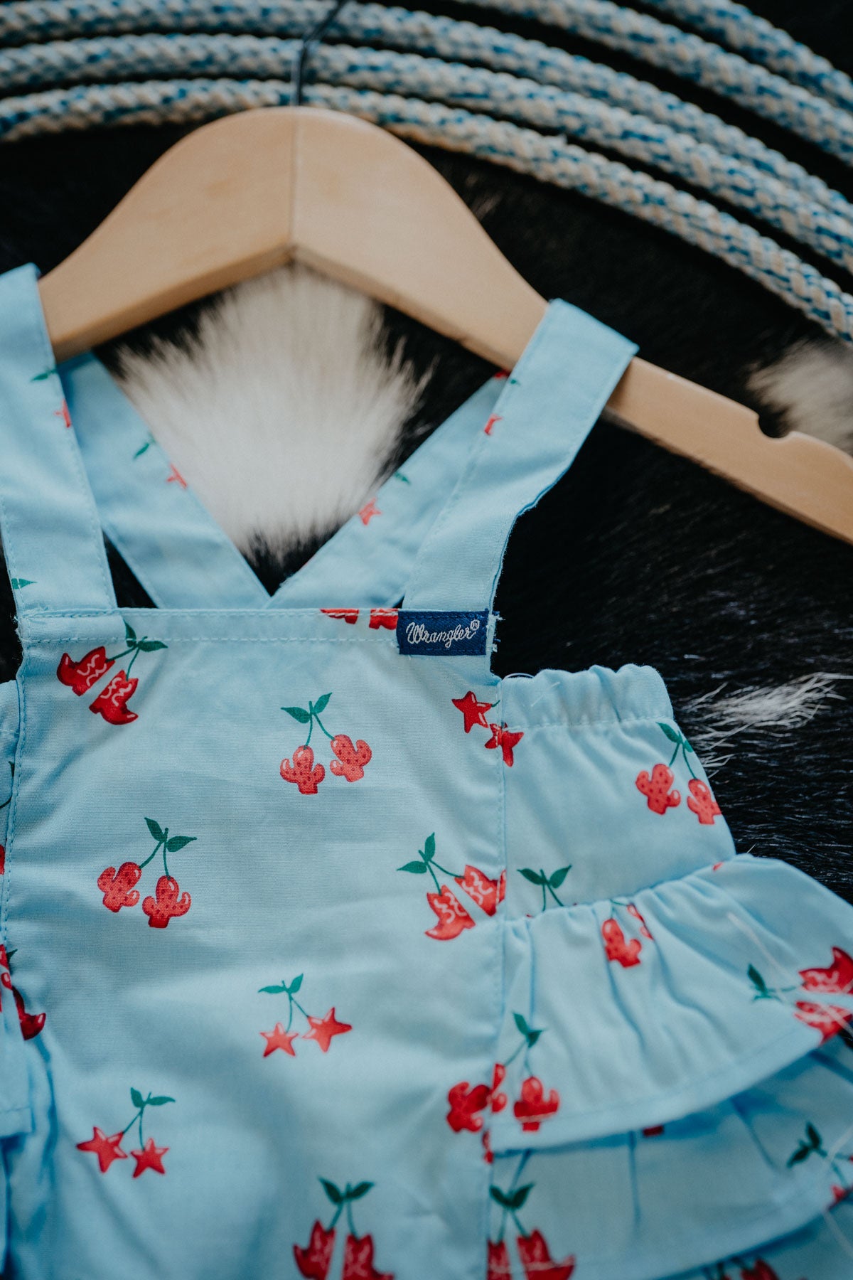 'Cherry' Wrangler Baby Girl Sleeveless Boot Print Onesie (0-3M-24M)