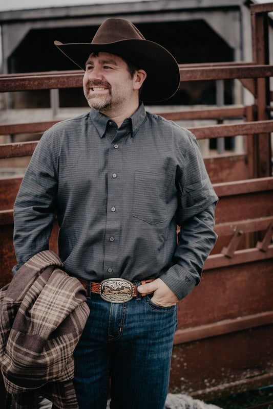 'Johnny' Men's Cody Johnson One Pocket Button Down Shirt Black Shadow (S-XXL)