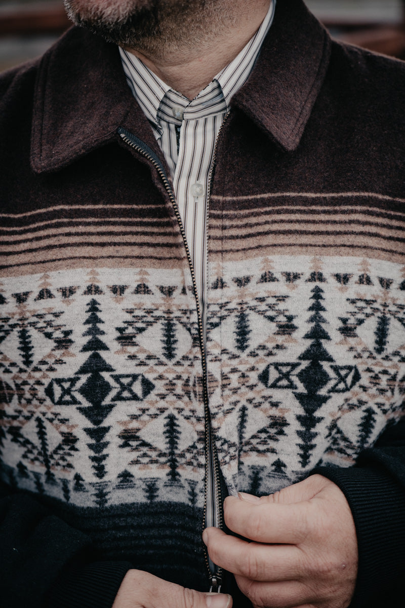 'Charles' Men's Border Jacquard Bomber Jacket by Panhandle (XS-XXL)