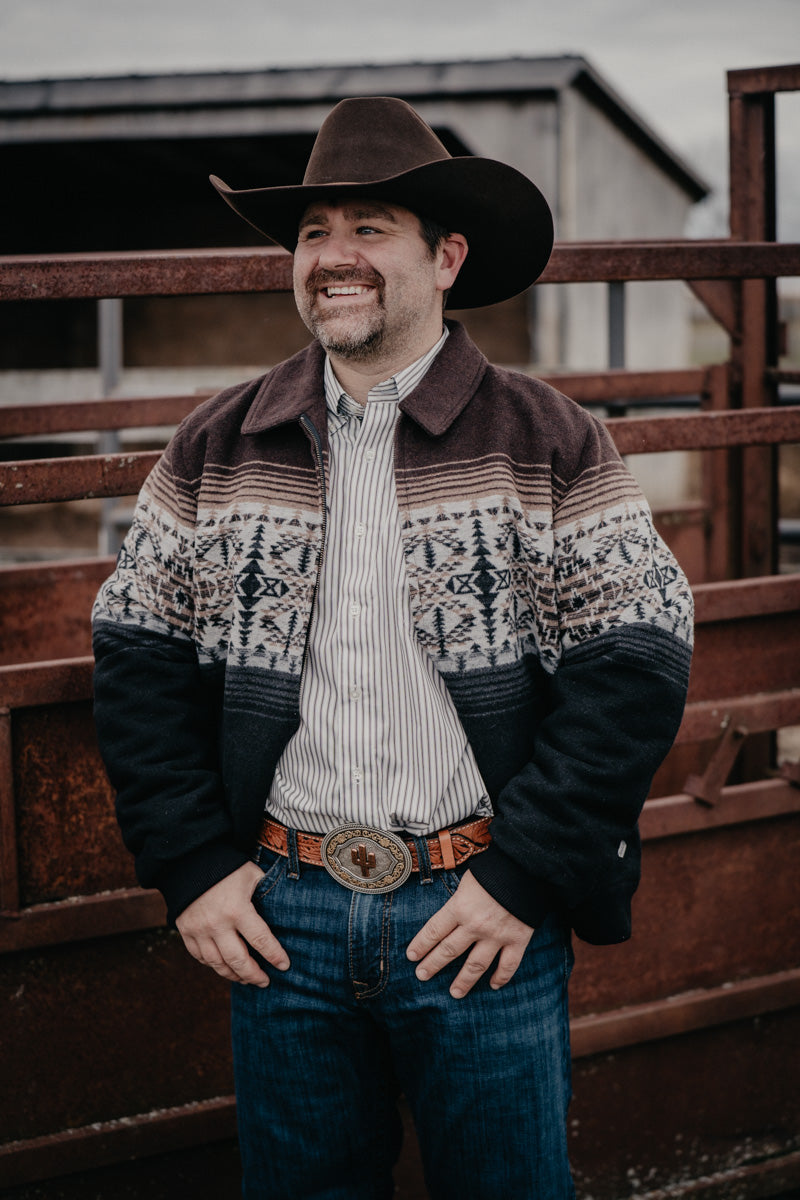 'Charles' Men's Border Jacquard Bomber Jacket by Panhandle (XS-XXL)