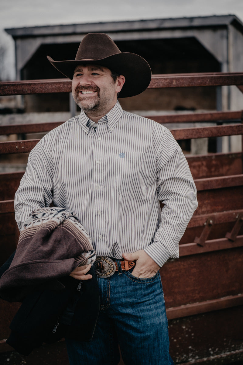 'Raymond' Striped CINCH Classic Fit Long Sleeve Button Down Shirt (S-XXL)