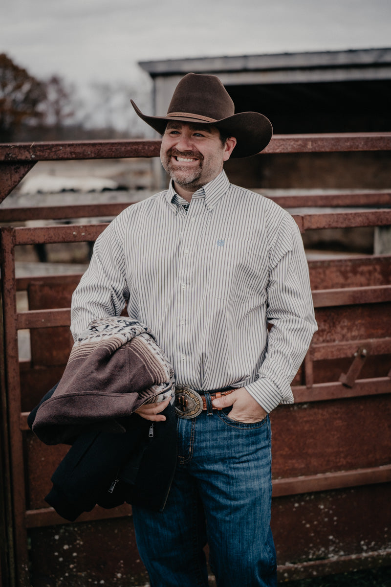 'Raymond' Striped CINCH Classic Fit Long Sleeve Button Down Shirt (S-XXL)