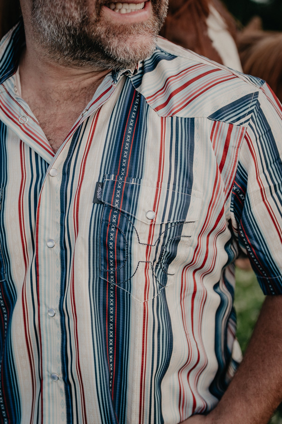 'Sol Whitecap' Men's Striped Short Sleeve Pearl Snap by Hooey (S-XXL)